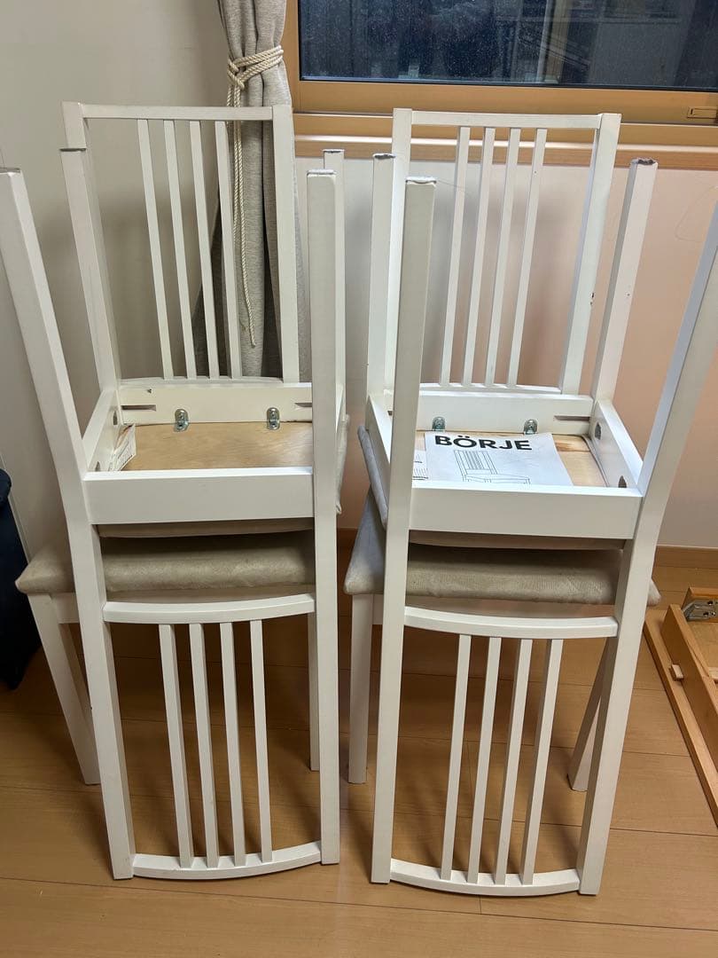 IKEA】ダイニングチェア BORJE 4脚セット ナチュラル 木製