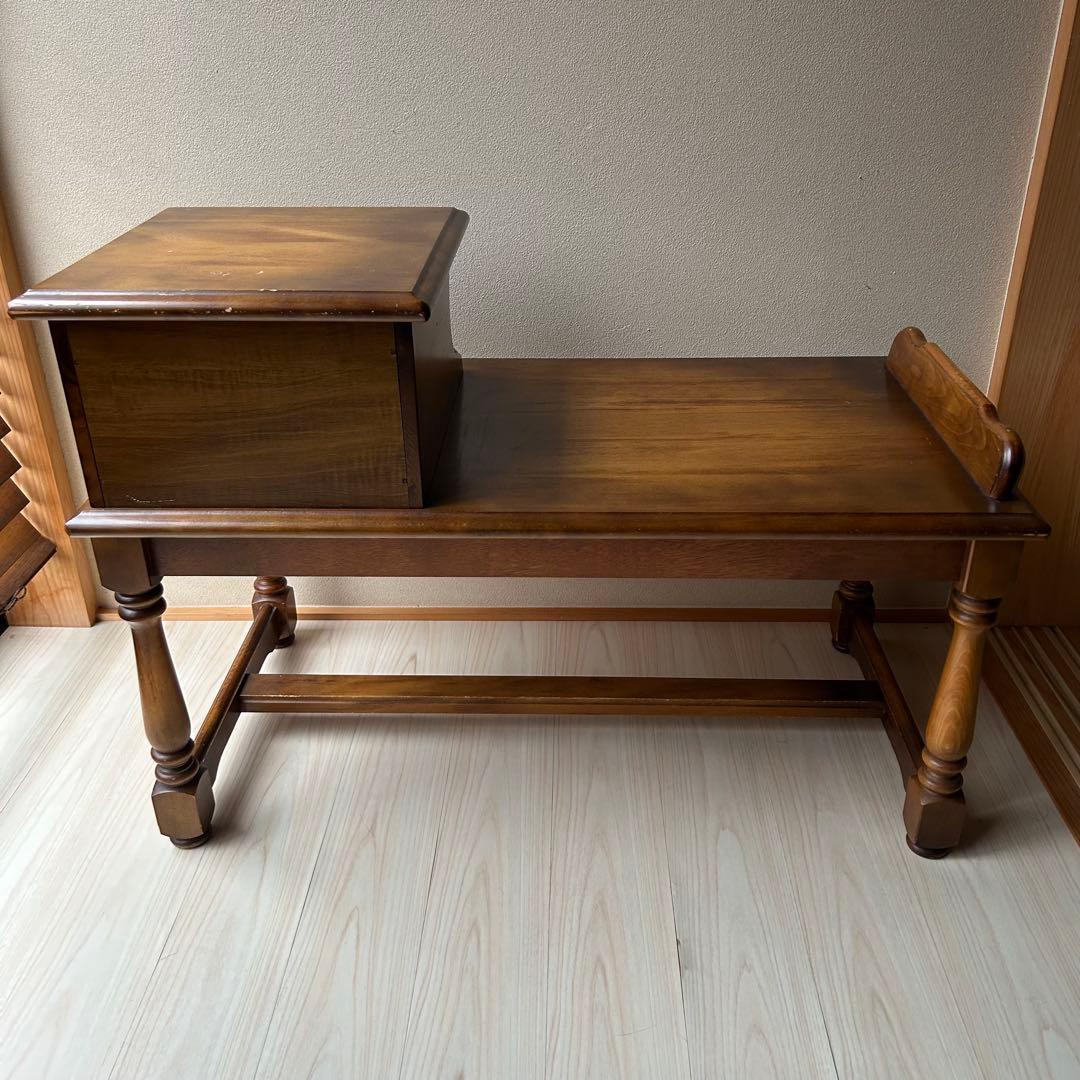 カリモク　オールドカリモク　コロニアル　テレフォンベンチ　電話台　ベンチ　花台