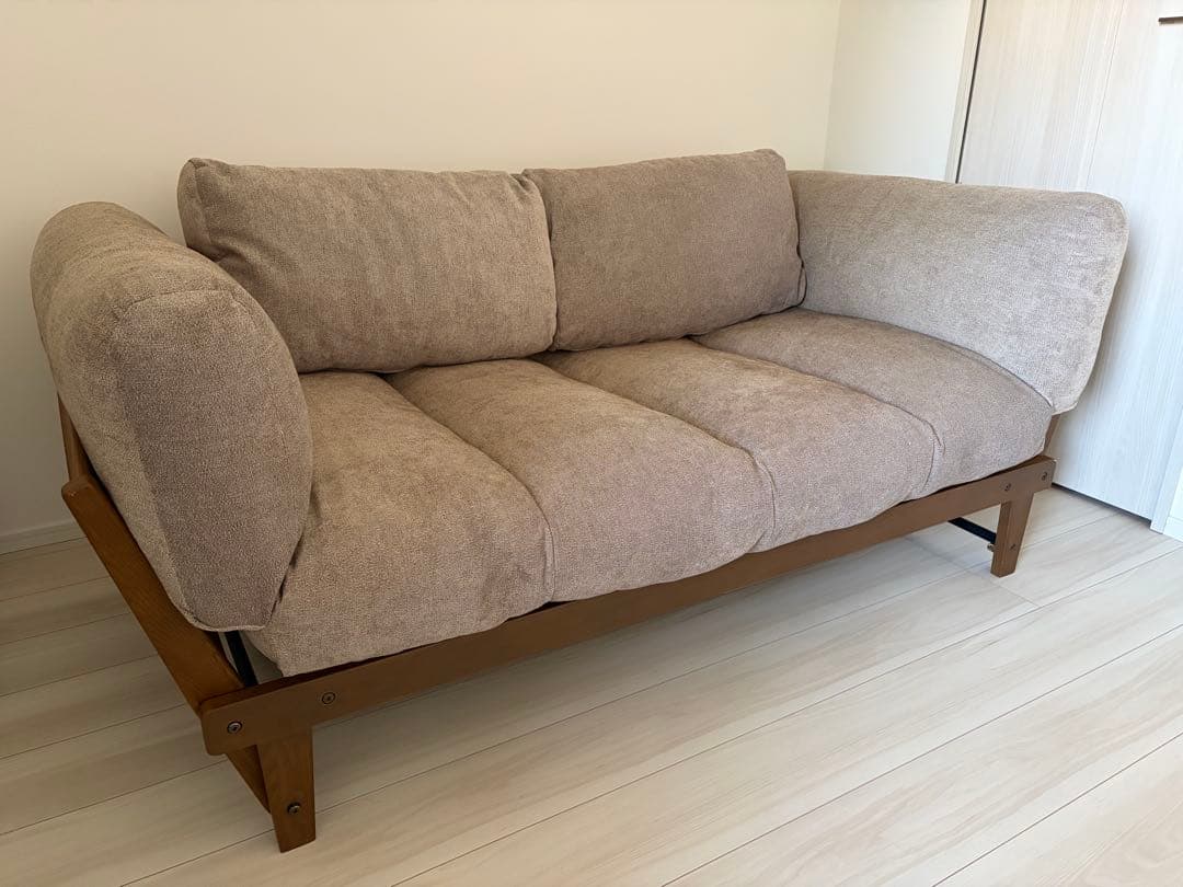 ベージュファブリックソファ 2人掛け