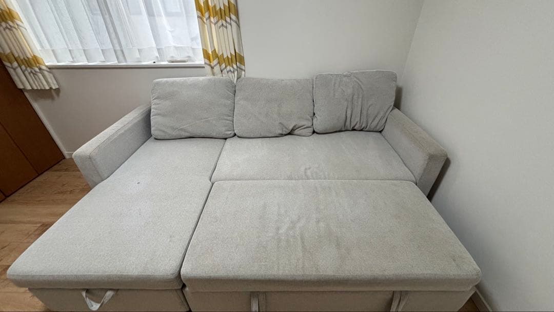 ニトリグレー L字型ソファ 収納付き