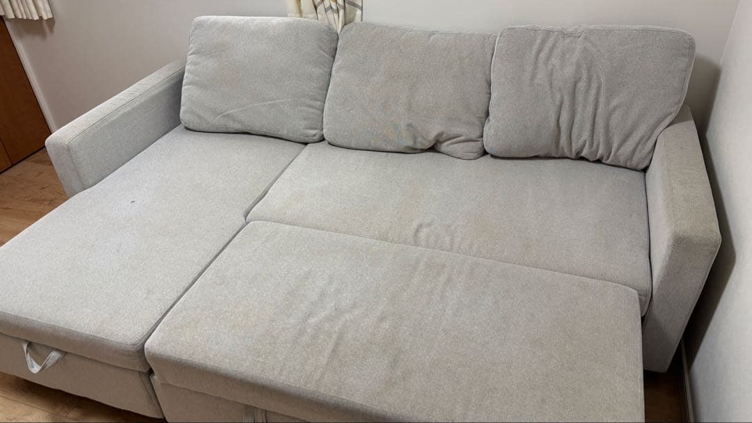 ニトリグレー L字型ソファ 収納付き