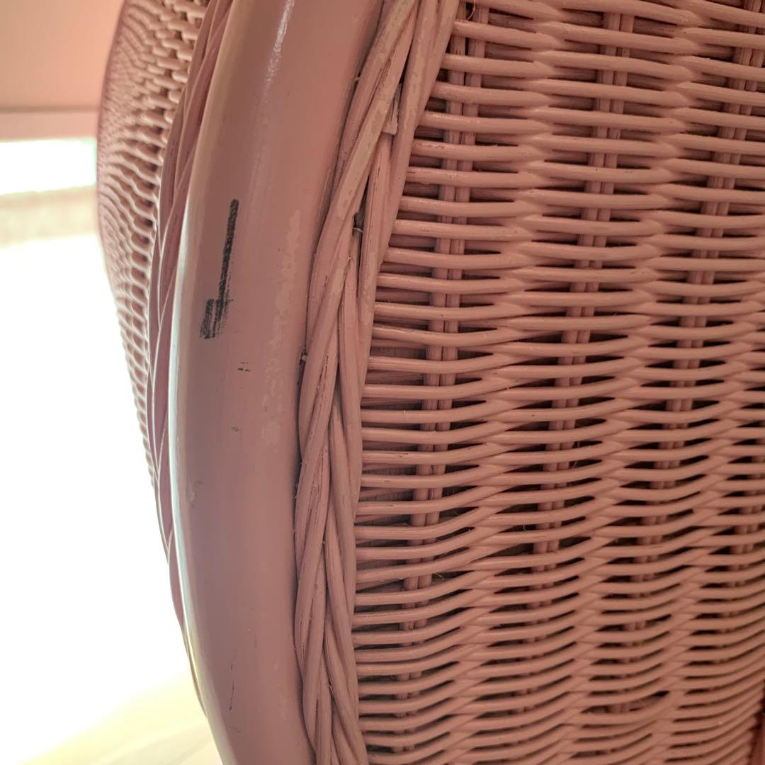 ラタンハートチェスト　ピンク