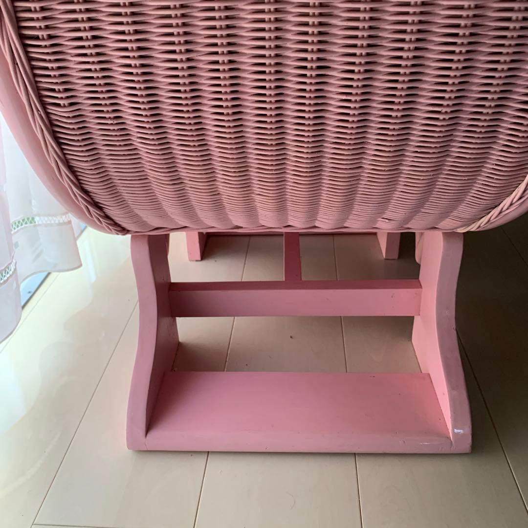 ラタンハートチェスト　ピンク