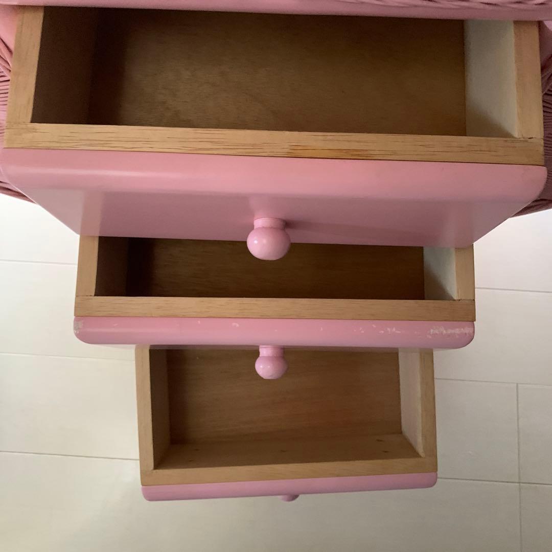 ラタンハートチェスト　ピンク