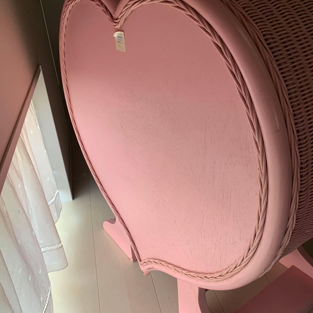 ラタンハートチェスト　ピンク