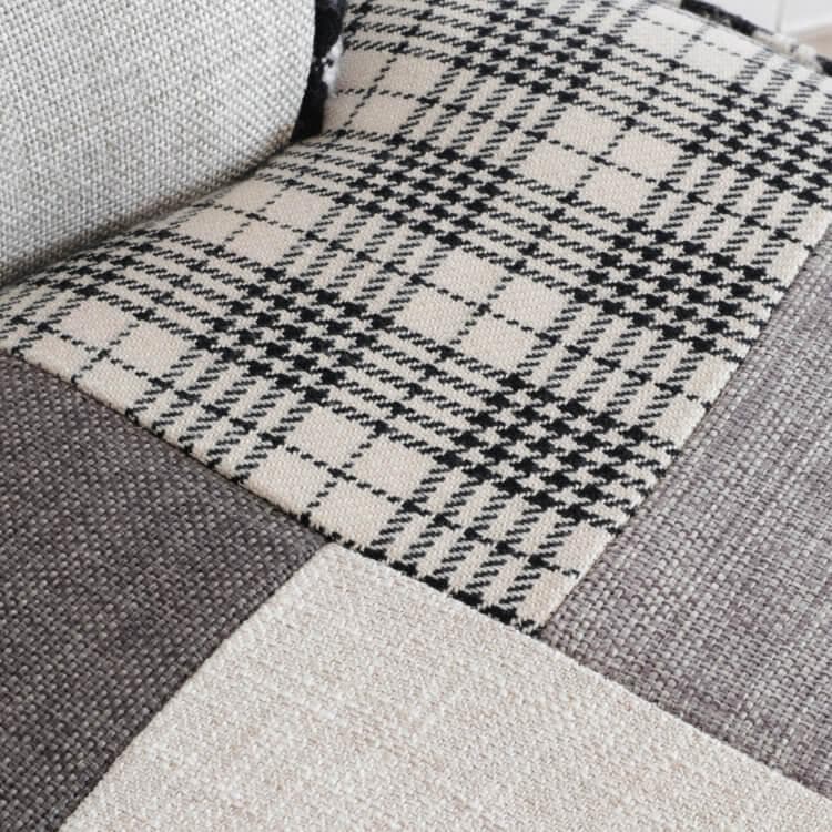 パッチワークチェア チェック柄 ライトグレー