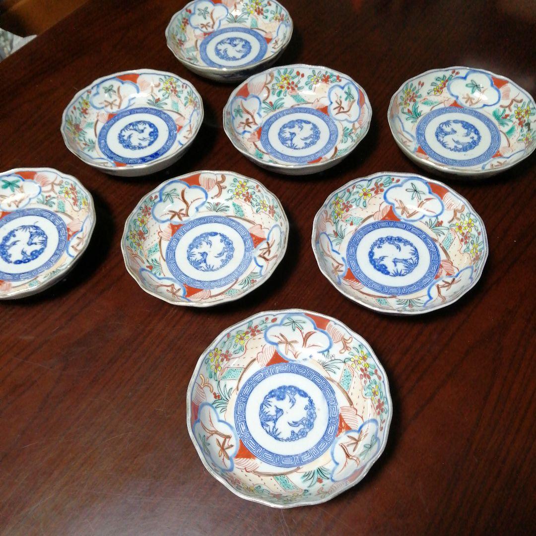 伊万里　錦膾皿　8客　15cm　大正期