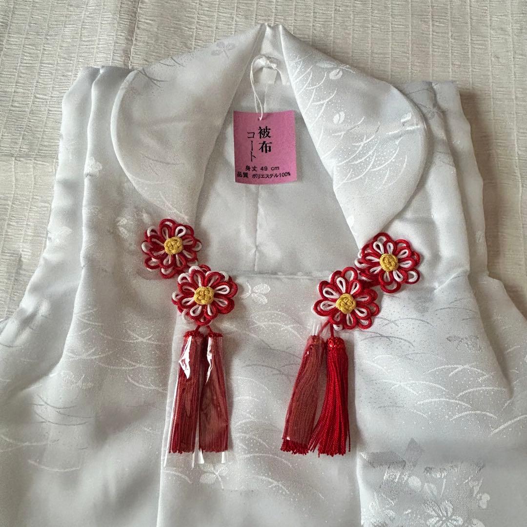 七五三 3歳 子供着物 753 アンティーク着物 被布 女の子 三歳 ピンク 白