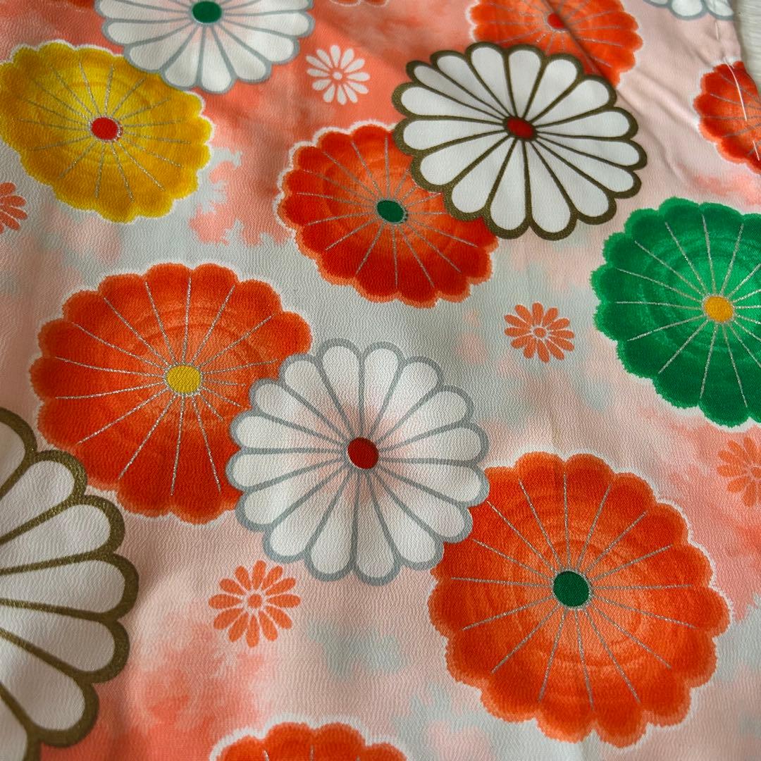 七五三 3歳 子供着物 753 アンティーク着物 被布 女の子 三歳 ピンク 白