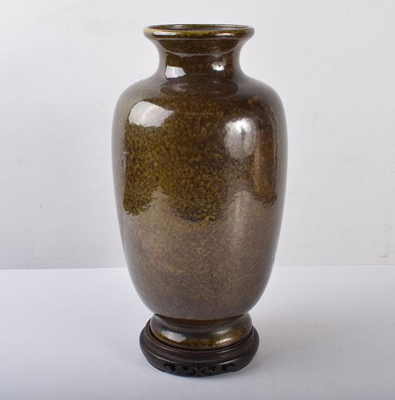 中国 雍正年製款 茶葉末釉 窯変瓶 唐木台・時代箱付 G R4191B - メルカリ