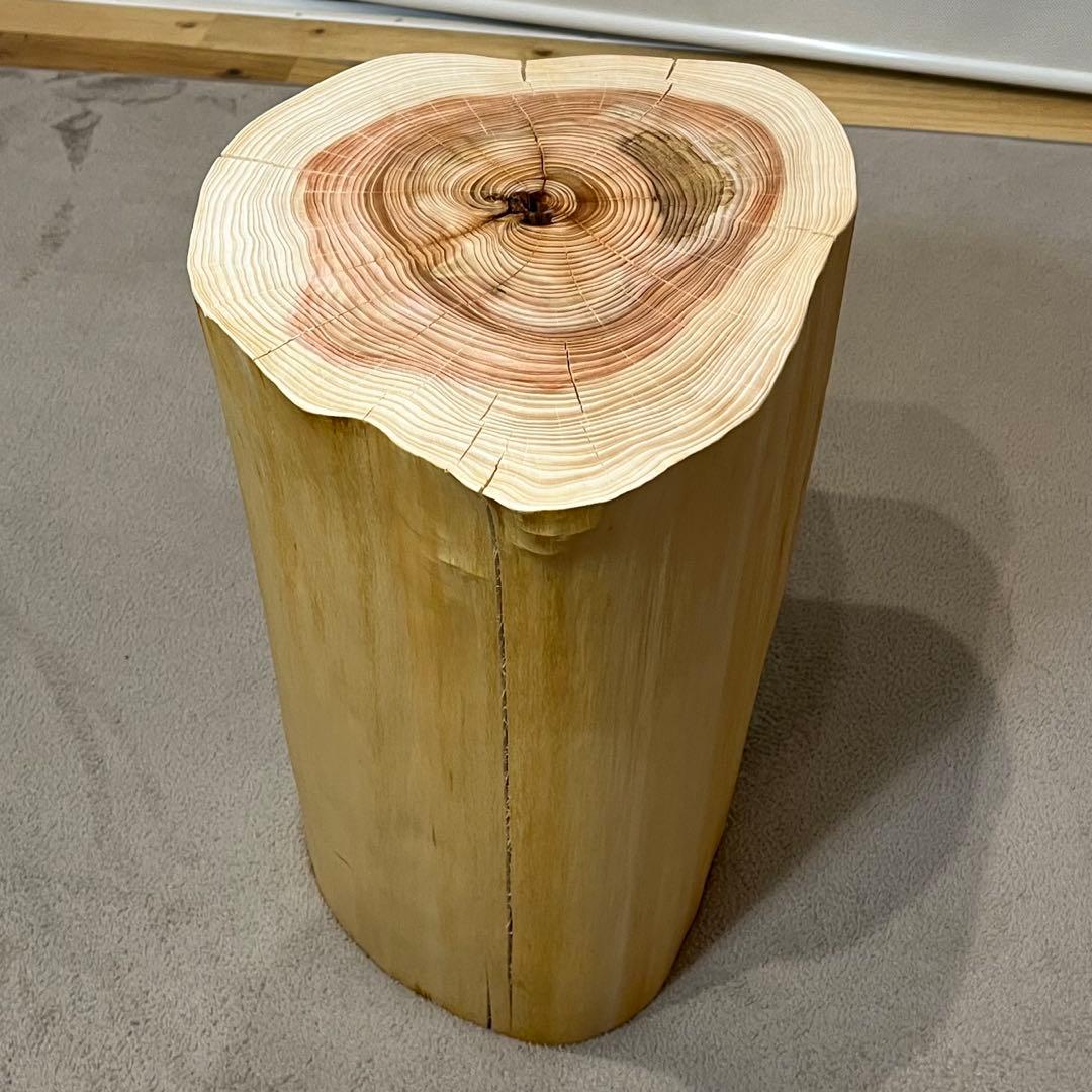 1165 檜　切り株　丸太　スツール　丸太椅子　チェア　サイドテーブル　磨き丸太