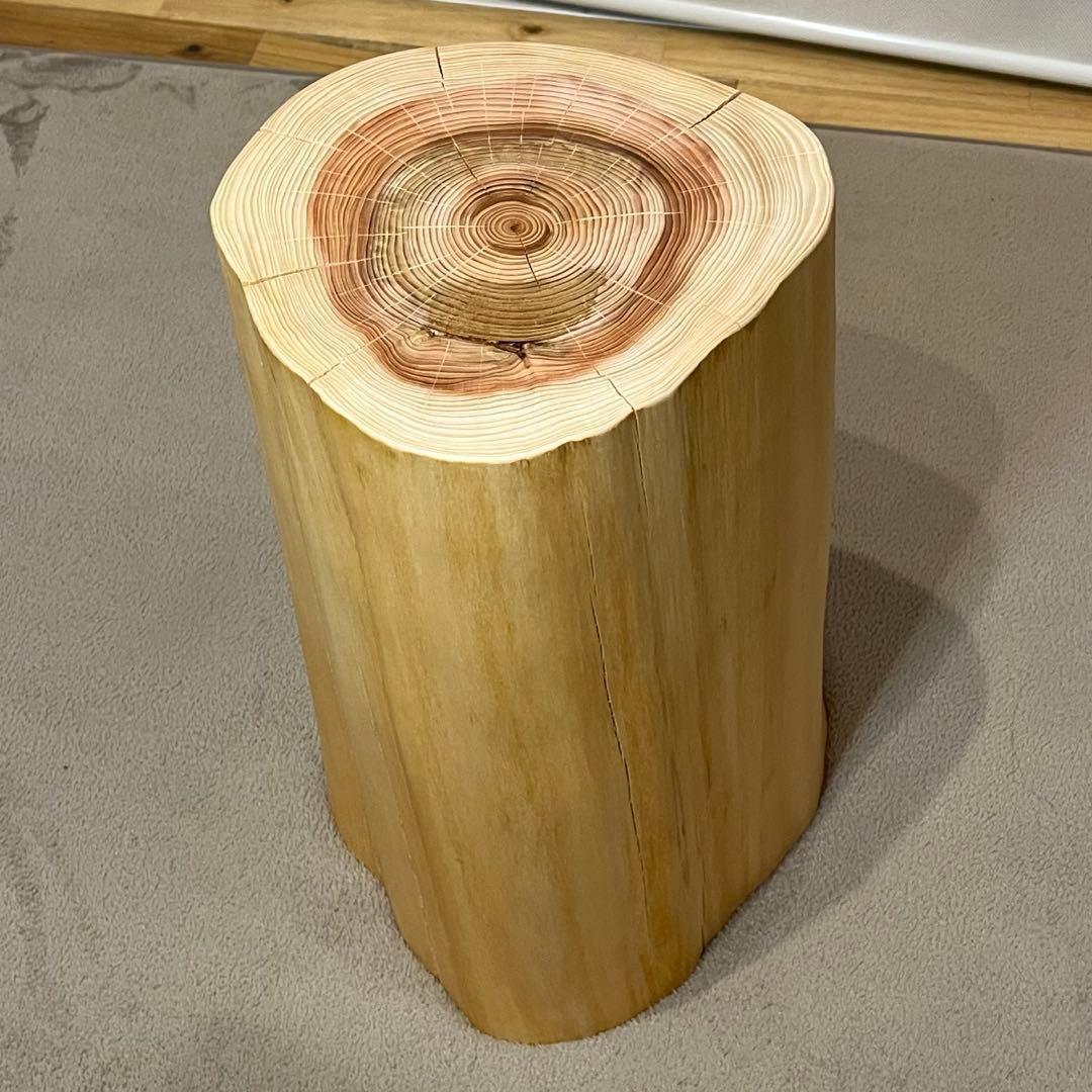 1165 檜　切り株　丸太　スツール　丸太椅子　チェア　サイドテーブル　磨き丸太
