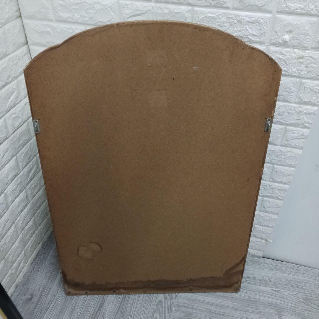 B ヴィンテージ*ウッドフレーム ウォール パブ ミラー*木枠 壁掛け鏡*