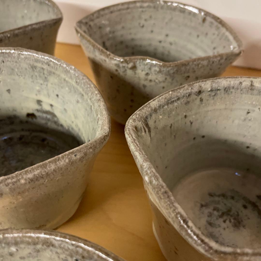 西岡良弘 班唐津 深向附 6客 茶道具 扇面型 小次郎窯 父 西岡