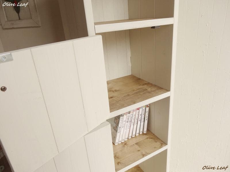 サイズ、デザインオーダー可！6段4扉スリムキャビネット●シャビーホワイト受注製作