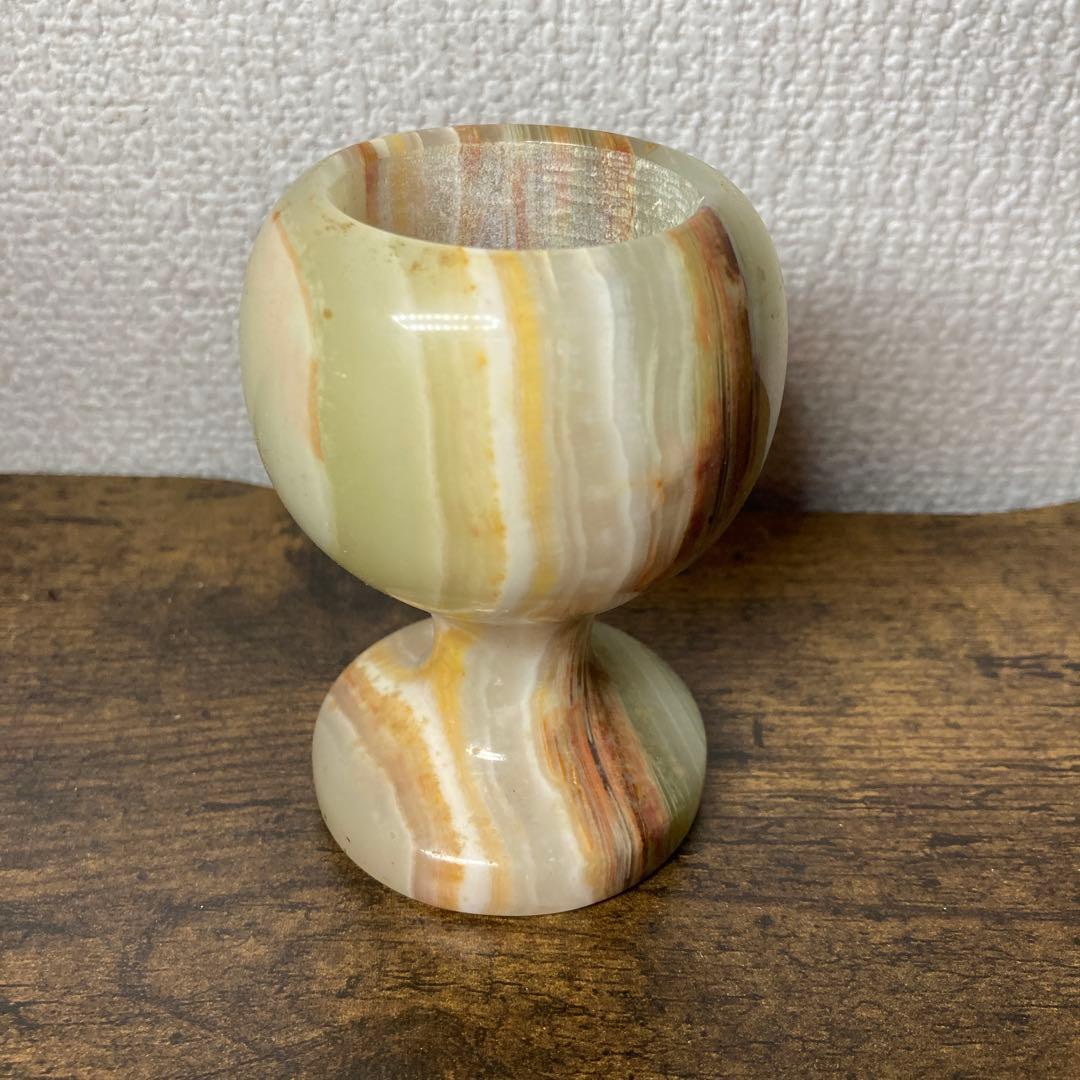 E-4 【希少】天然石 大理石 オニキス マルチスタンド / 小物入れ