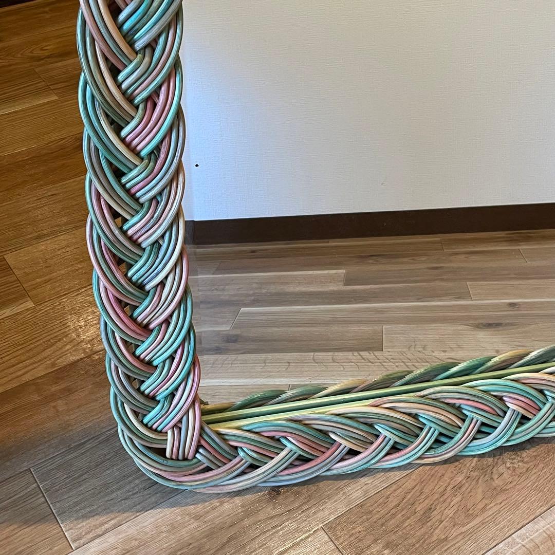 【ヴィンテージ】✴︎特大ラタンの壁掛けミラー✴︎