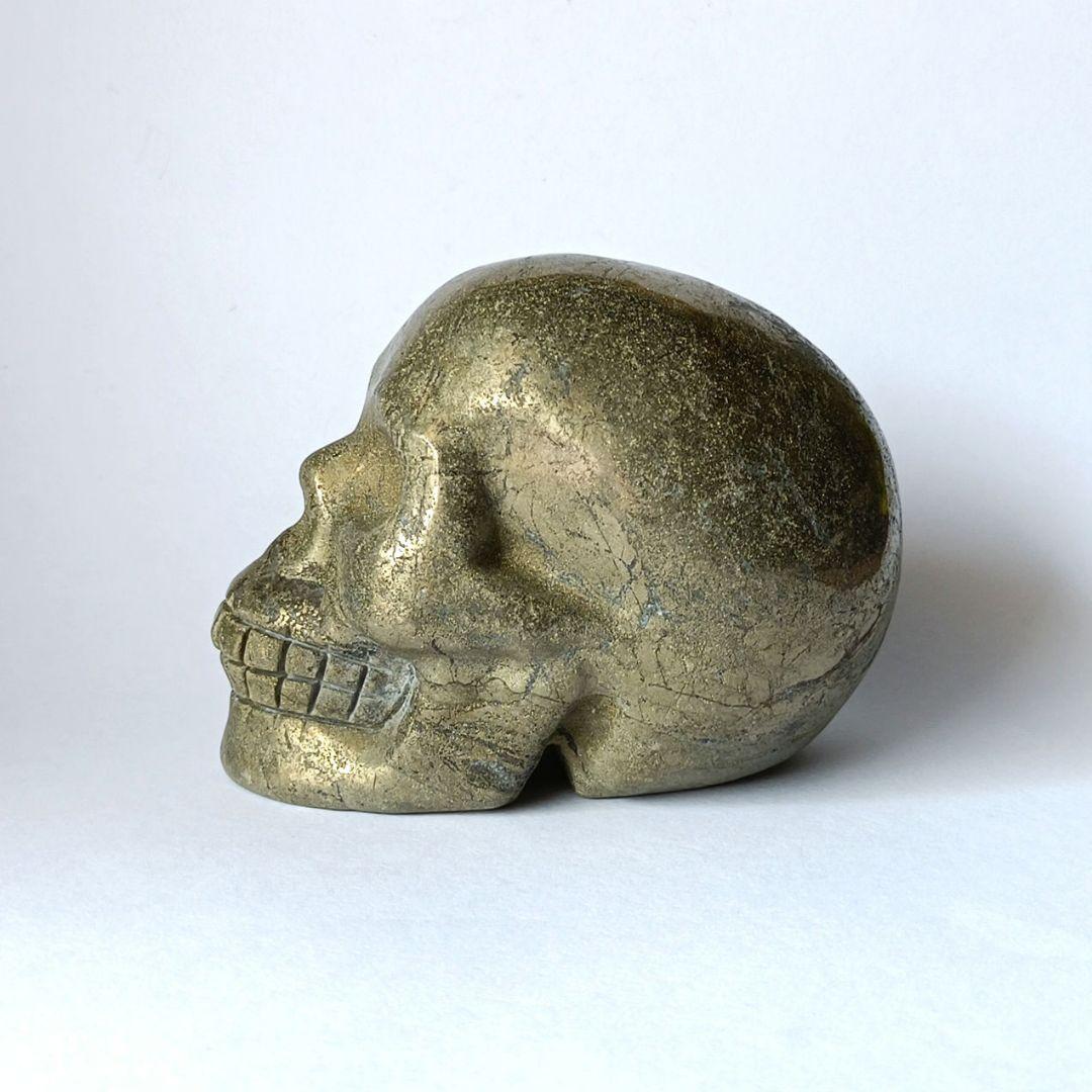 スカル　990g　パイライト　黄鉄鉱　骸骨　髑髏　ドクロ　天然石　置物