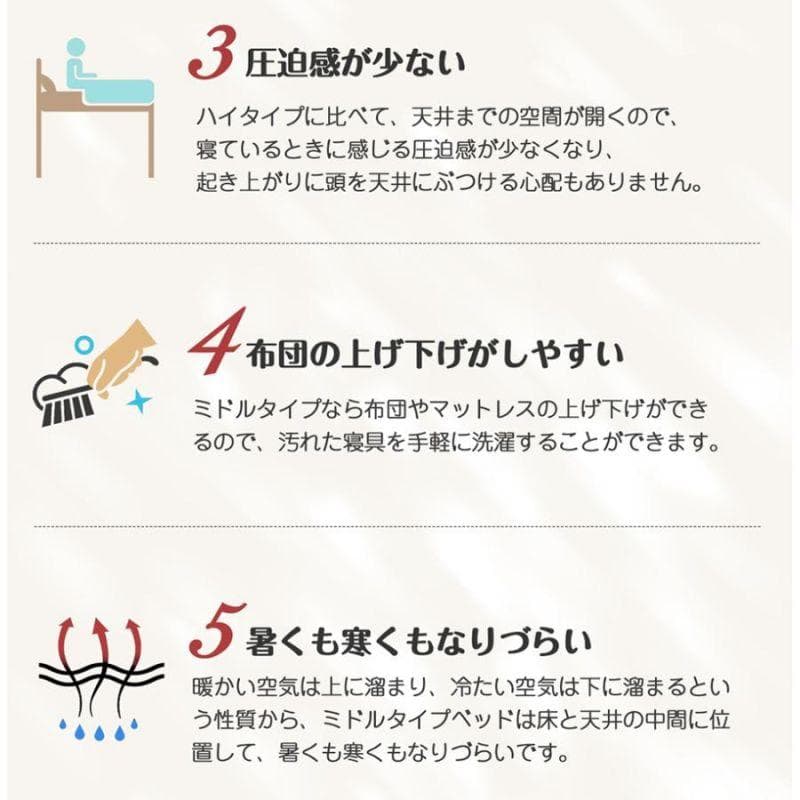 超人気！【高さ90cm】北欧風 シングルベッド 耐震 ベッド White