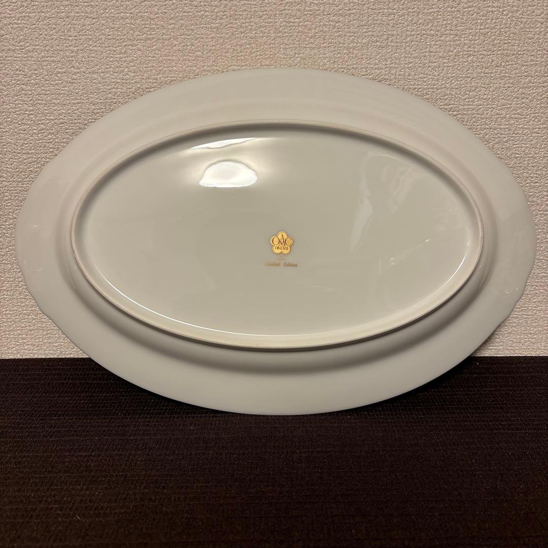 大倉陶園 ロイヤルブルー 瑠璃金彩金蝕稲穂 オーバルプレート ディナー