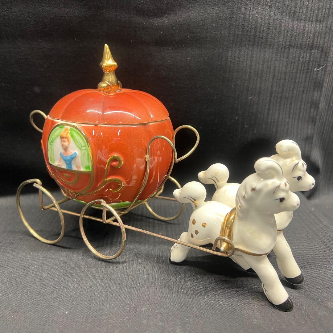 〇※前Da1031 ビンテージ ディズニー シンデレラ かぼちゃの馬車 陶器製