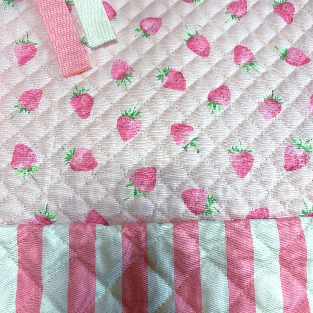 【オーダーメイド】入園入学グッズ　薄ピンクいちご柄