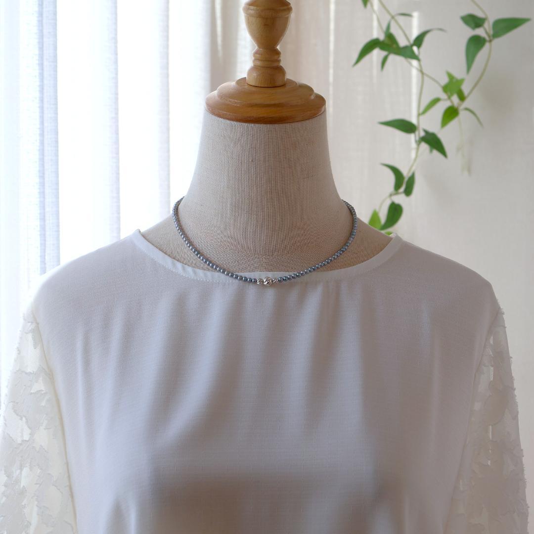 グレーベビーパールのネックレス　パール　グレーパール　ベビーパール