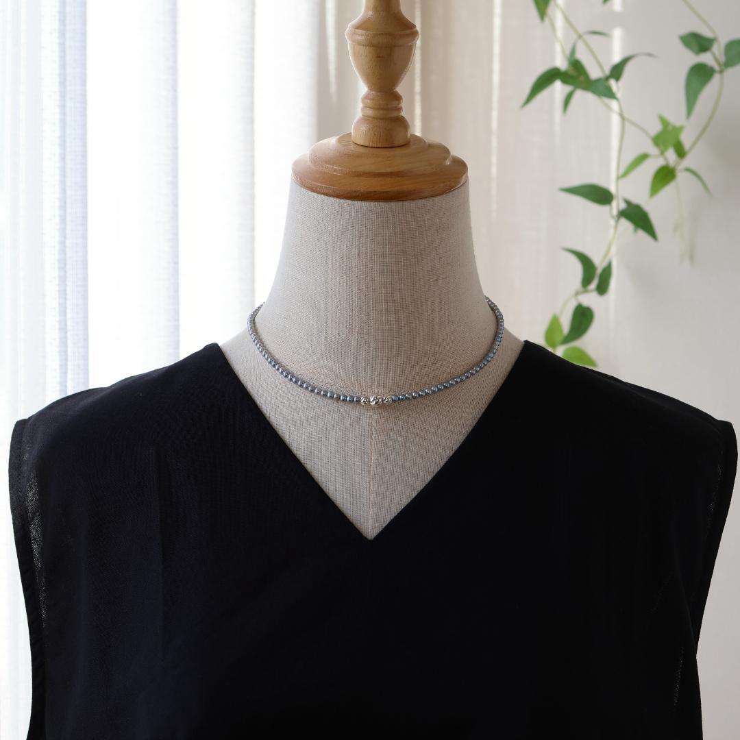 グレーベビーパールのネックレス　パール　グレーパール　ベビーパール