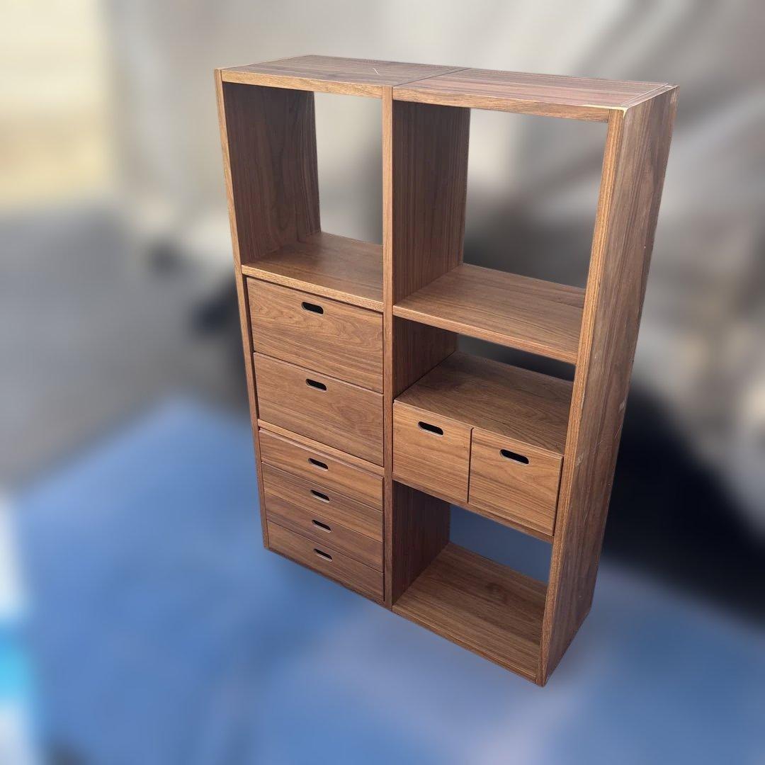 無印良品 MUJI スタッキングシェルフ ウォールナット材　引き出しユニット付き