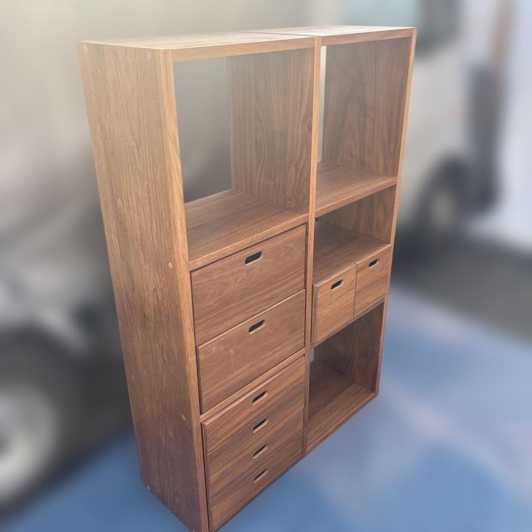無印良品 MUJI スタッキングシェルフ ウォールナット材　引き出しユニット付き