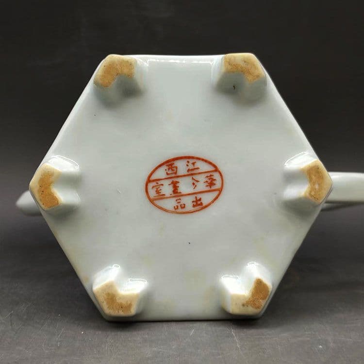 パステル仕女人物六方徳利 茶壺 景徳鎮 陶磁器 装飾品 現代工芸品 美術