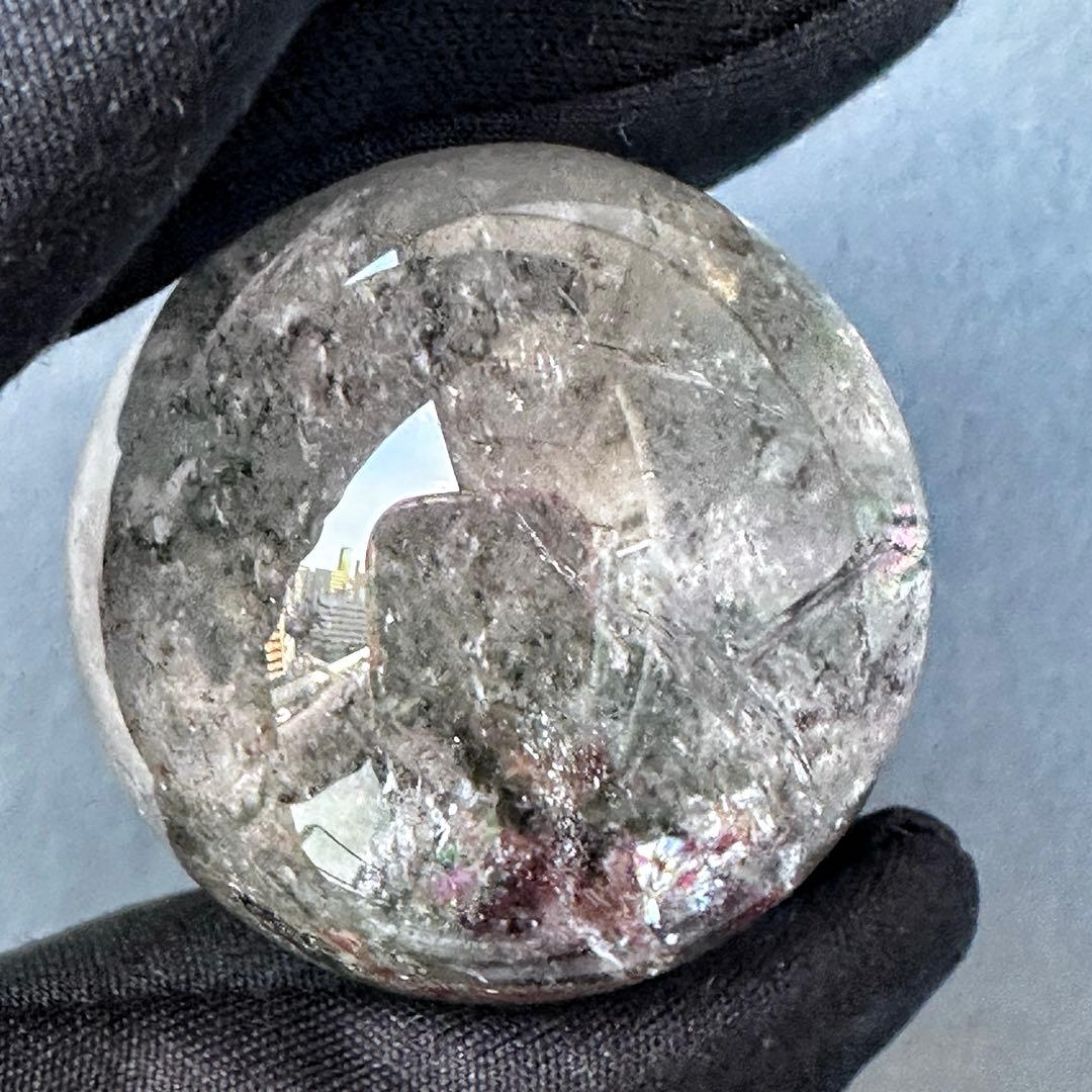 レインボー☆ガーデンクォーツ インクォーツ庭園水晶 丸玉パワーストーンA1125