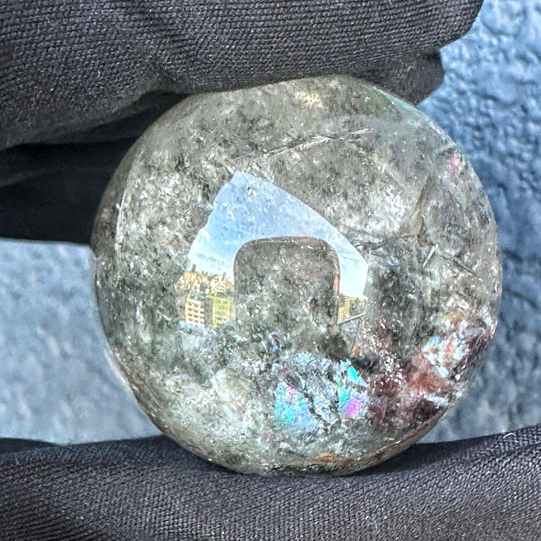 レインボー☆ガーデンクォーツ インクォーツ庭園水晶 丸玉パワーストーンA1125