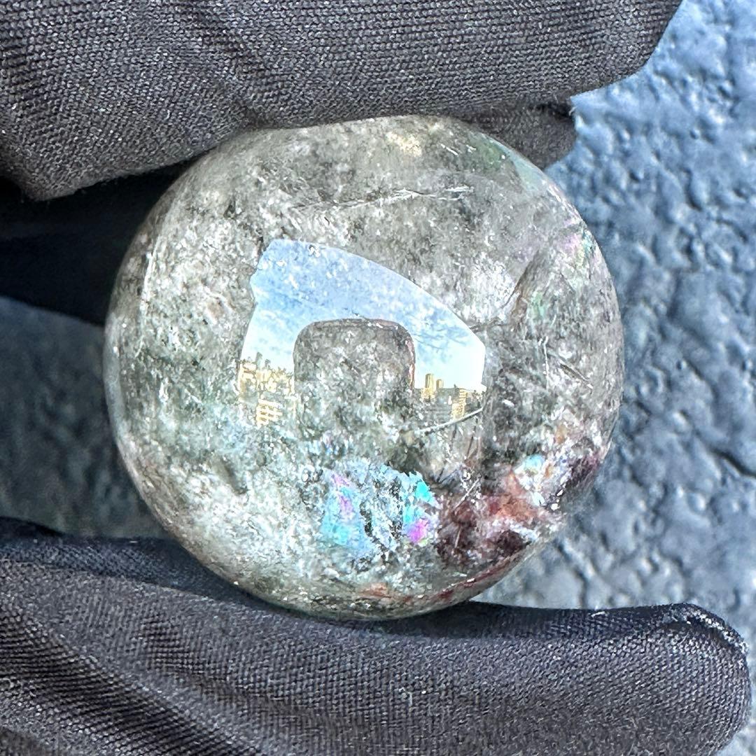 レインボー☆ガーデンクォーツ インクォーツ庭園水晶 丸玉パワーストーンA1125