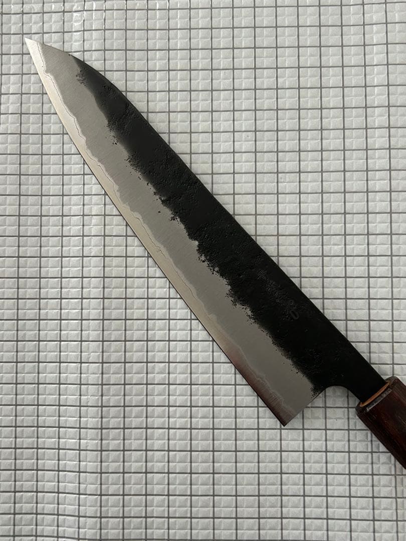 仙助 包丁 牛刀 牛刀包丁 青紙スーパー 黒肌梨地 欅八角柄 210mm ③