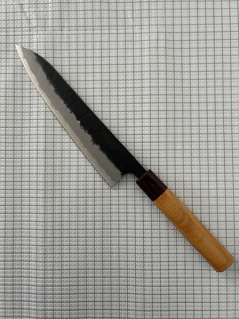 仙助 包丁 牛刀 牛刀包丁 青紙スーパー 黒肌梨地 欅八角柄 210mm ③
