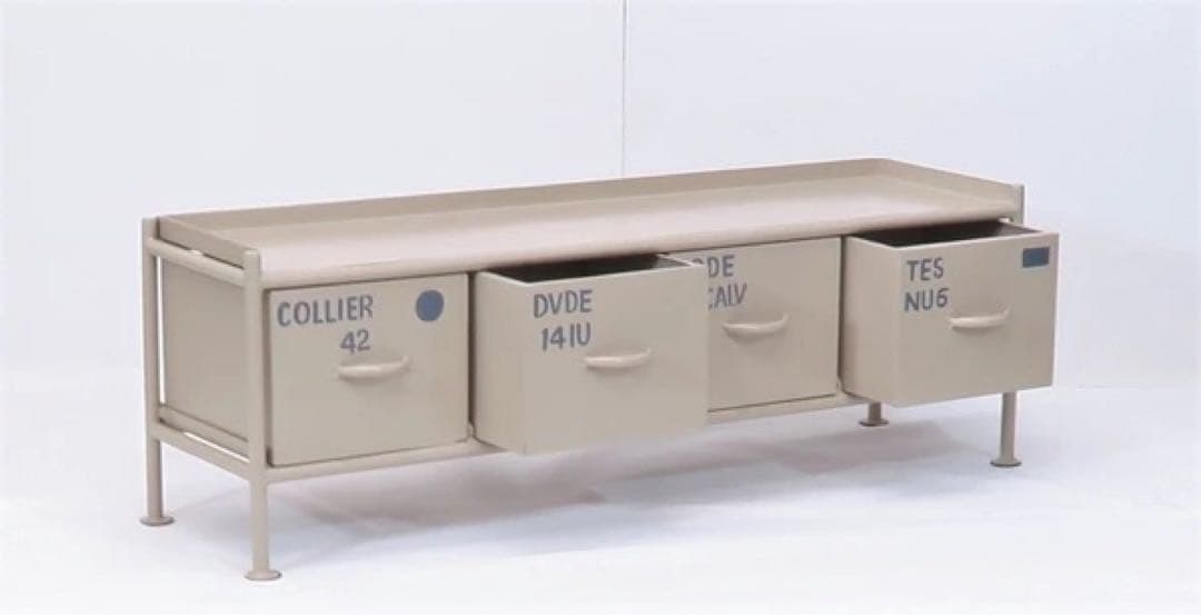 横型 アイアンチェスト 4杯 - ベージュ