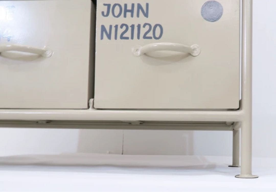 横型 アイアンチェスト 4杯 - ベージュ