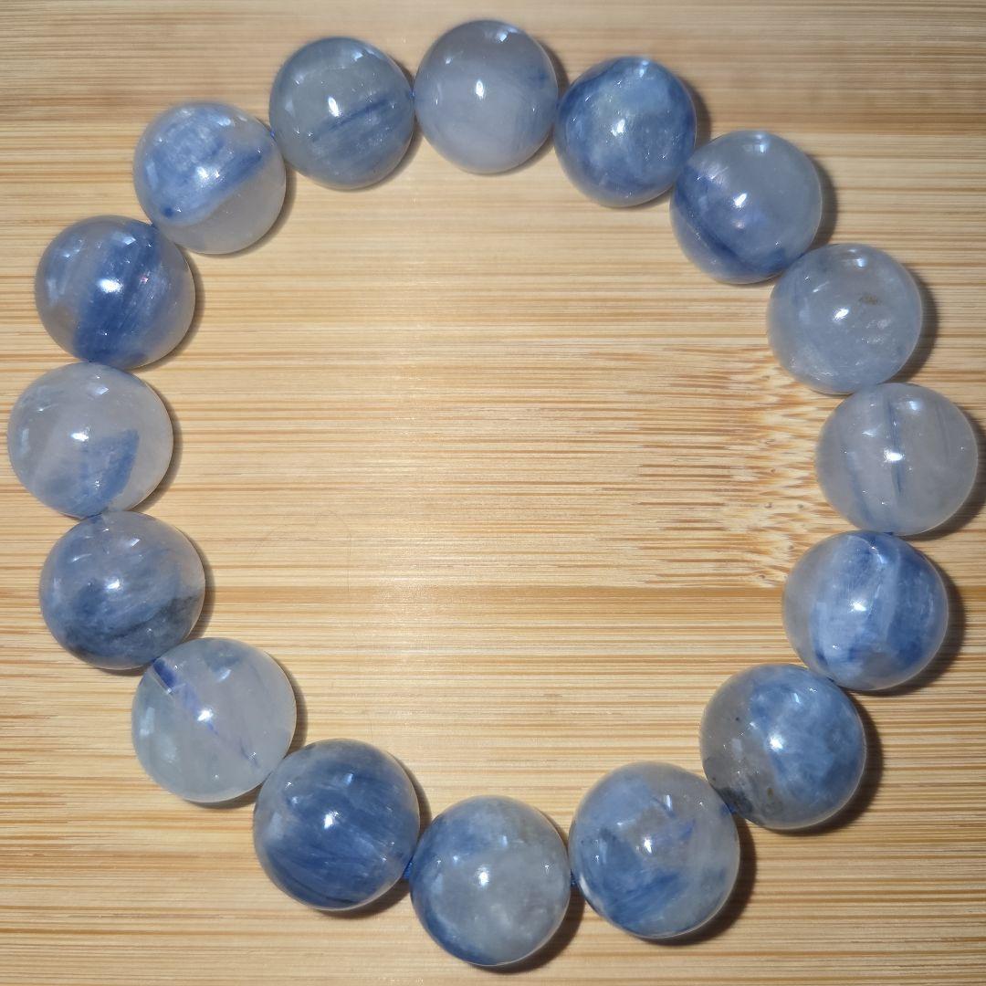 天然石ブルーカイヤナイト(シリカ) ブレスレット 約18cm 13mm玉