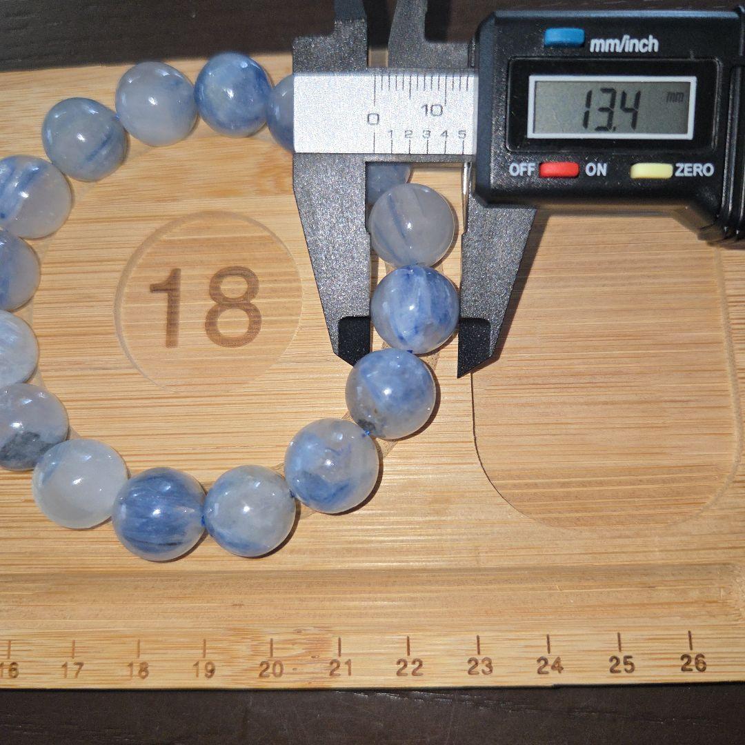 天然石ブルーカイヤナイト(シリカ) ブレスレット 約18cm 13mm玉