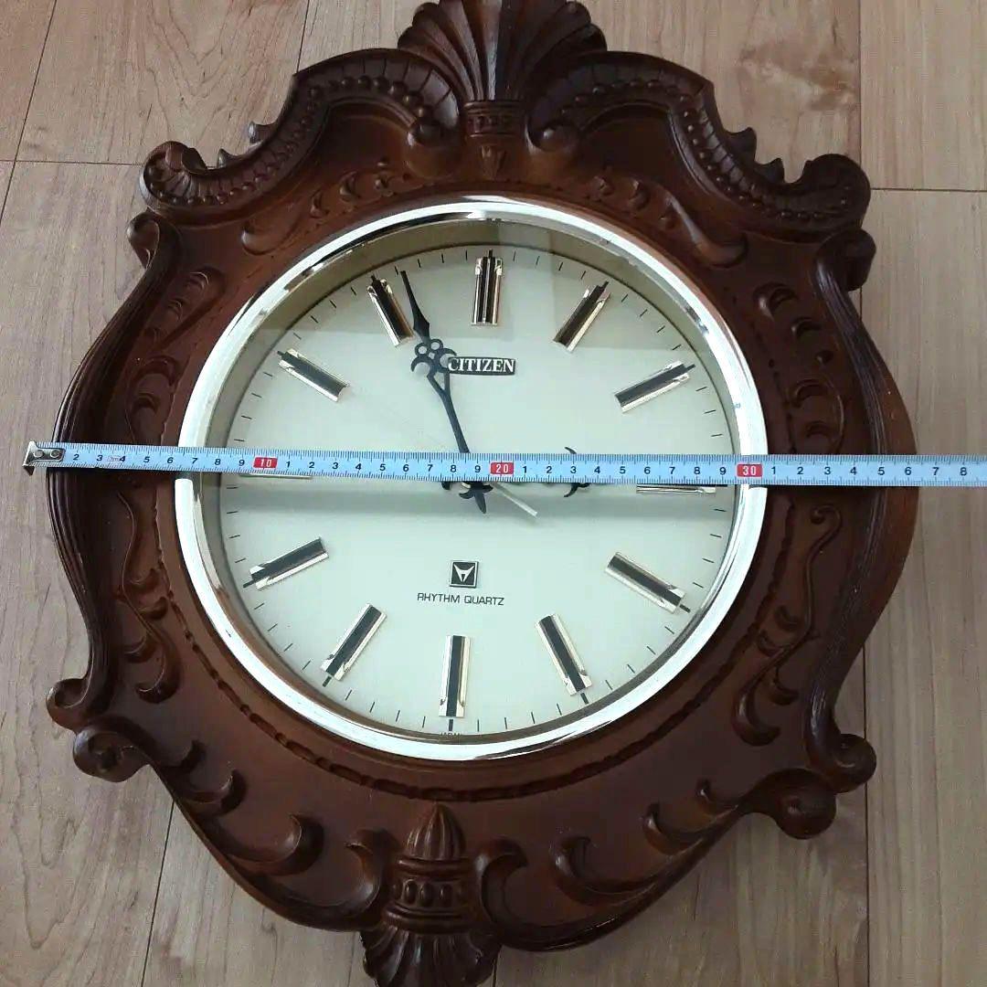 CITIZEN　クオーツ　掛時計 木製フレーム　約45cm　水晶時計　レトロ
