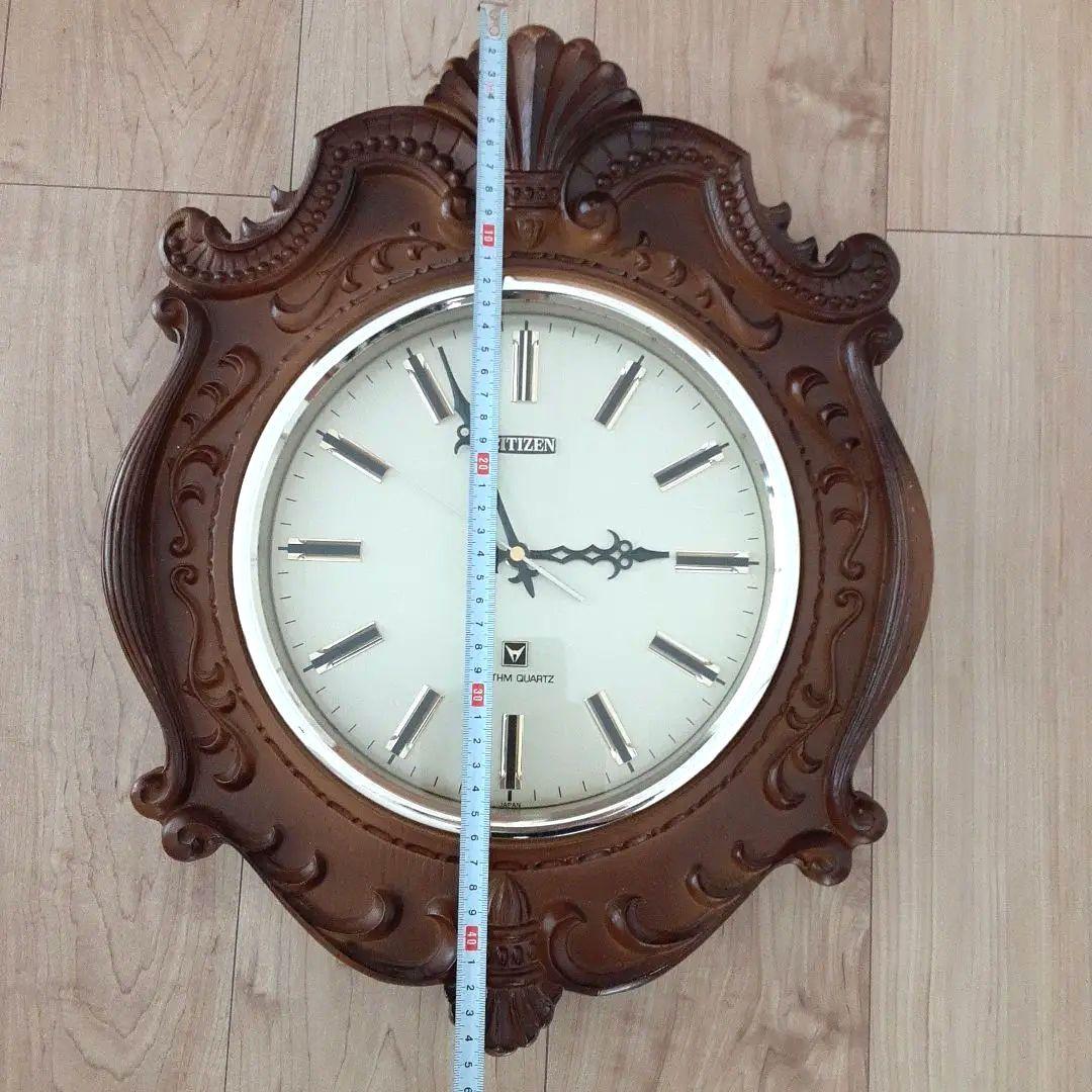 CITIZEN　クオーツ　掛時計 木製フレーム　約45cm　水晶時計　レトロ