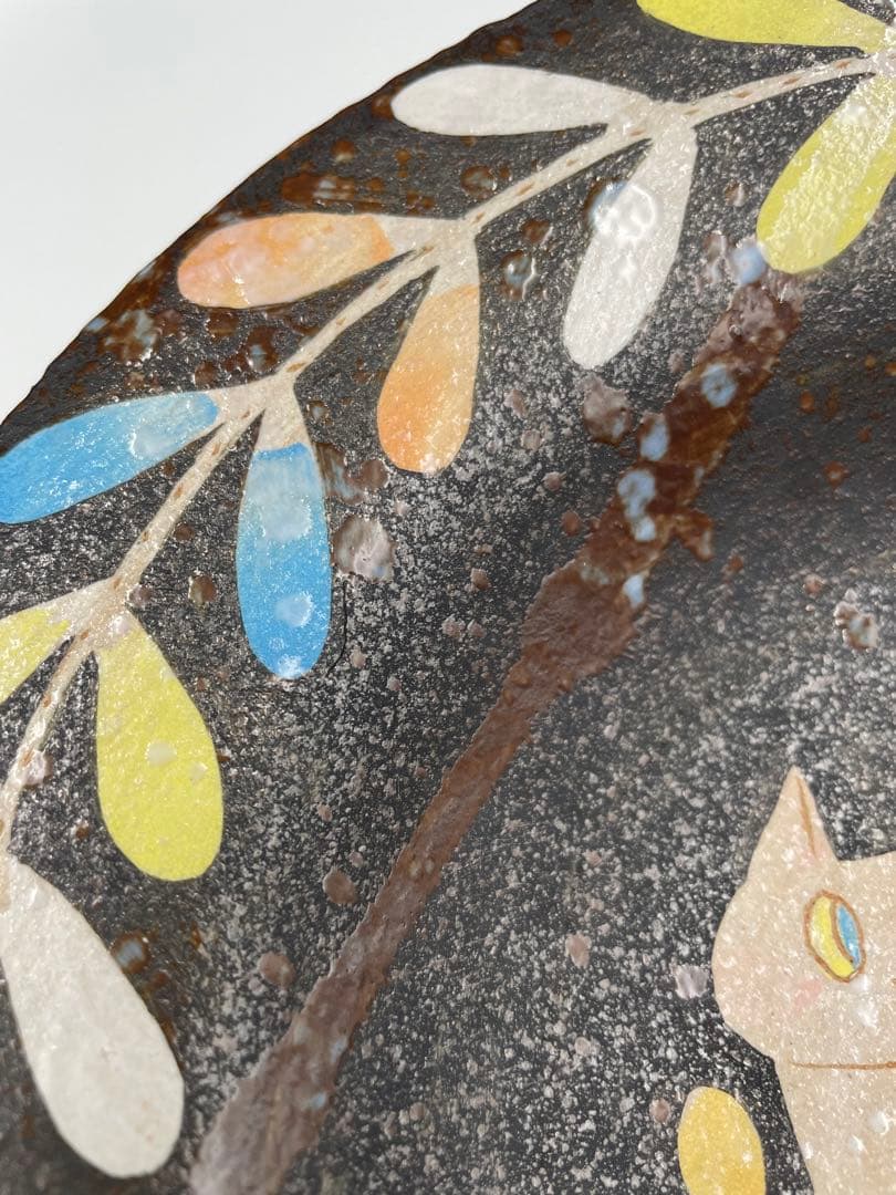 希少 サインイラスト入り ◆ 鹿児島 睦 ◆ ネコ 猫 皿 リムボウル