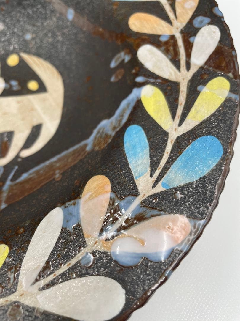 希少 サインイラスト入り ◆ 鹿児島 睦 ◆ ネコ 猫 皿 リムボウル