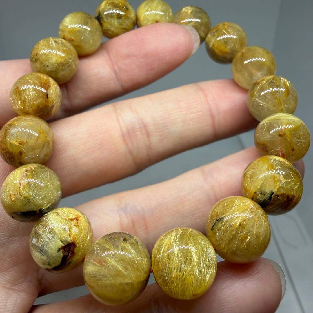 z4873 ブレスレット 太陽放射 ゴールドタイチン ルチルクォーツ 186 最高品質/力強さを感じる群晶タイプ】太陽放射タイチンルチルクォーツ