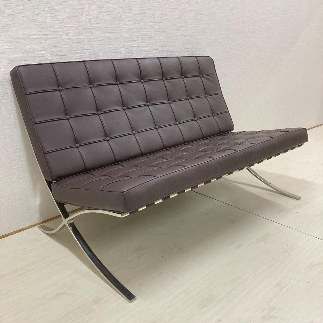 バルセロナチェア リプロダクト 革製　 2人掛け ラブソファ 　コンパクト