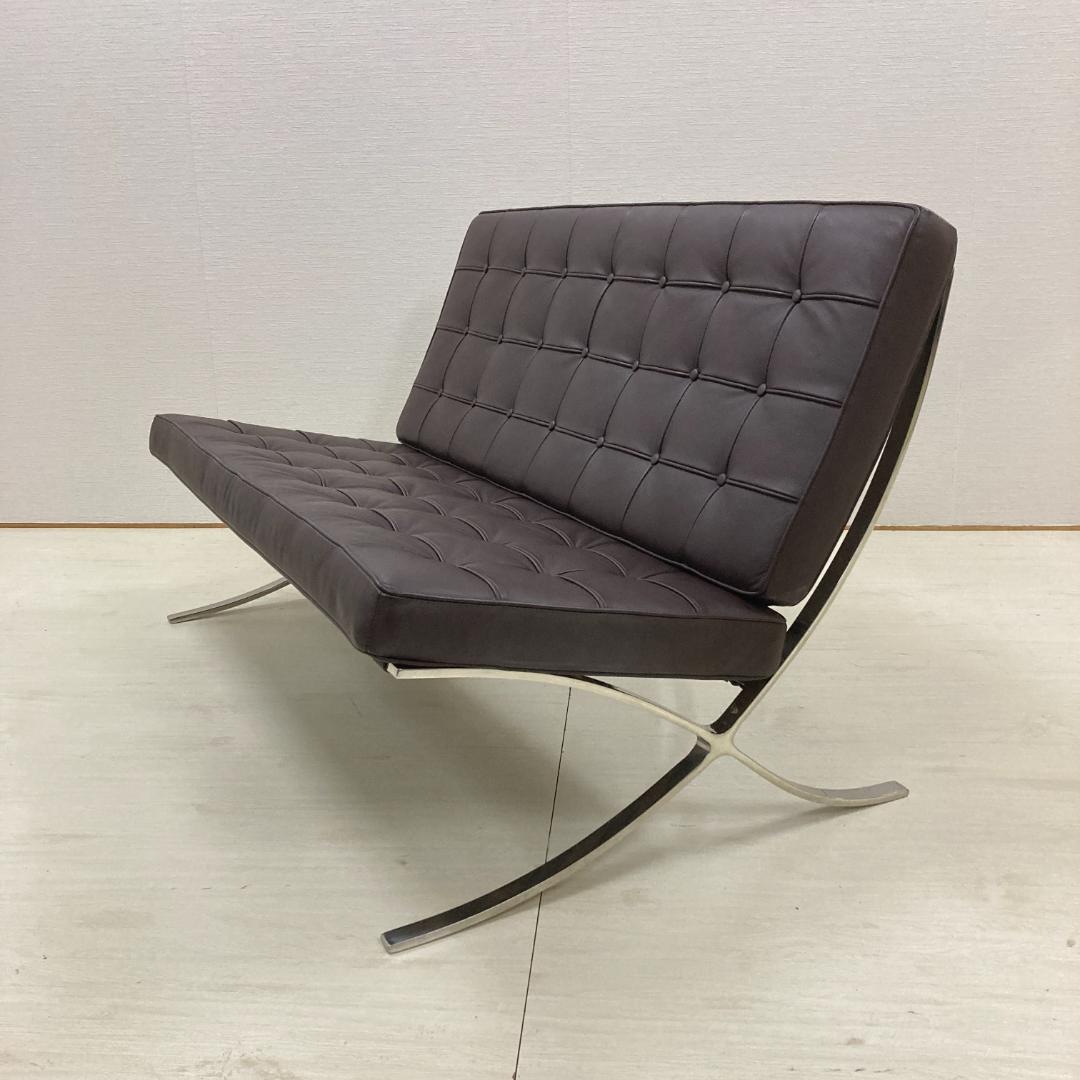 バルセロナチェア リプロダクト 革製　 2人掛け ラブソファ 　コンパクト