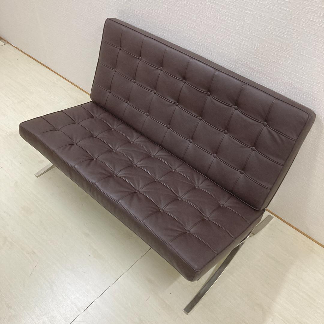 バルセロナチェア リプロダクト 革製　 2人掛け ラブソファ 　コンパクト