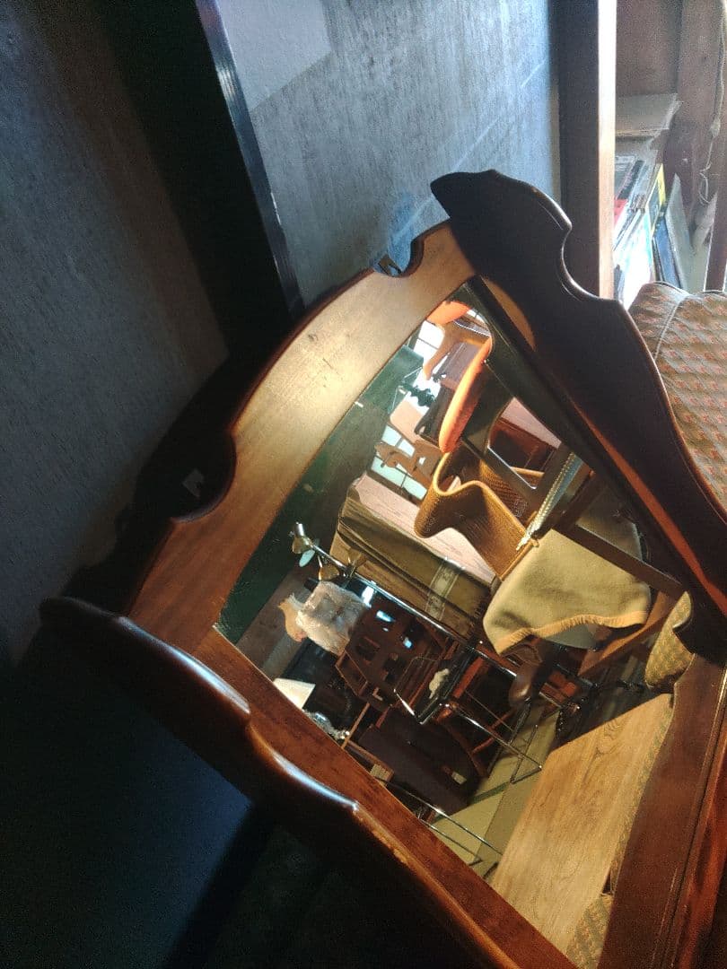 希少　オールドカリモク　コロニアルシリーズ　ウォールミラー　壁掛け　鏡　レトロ