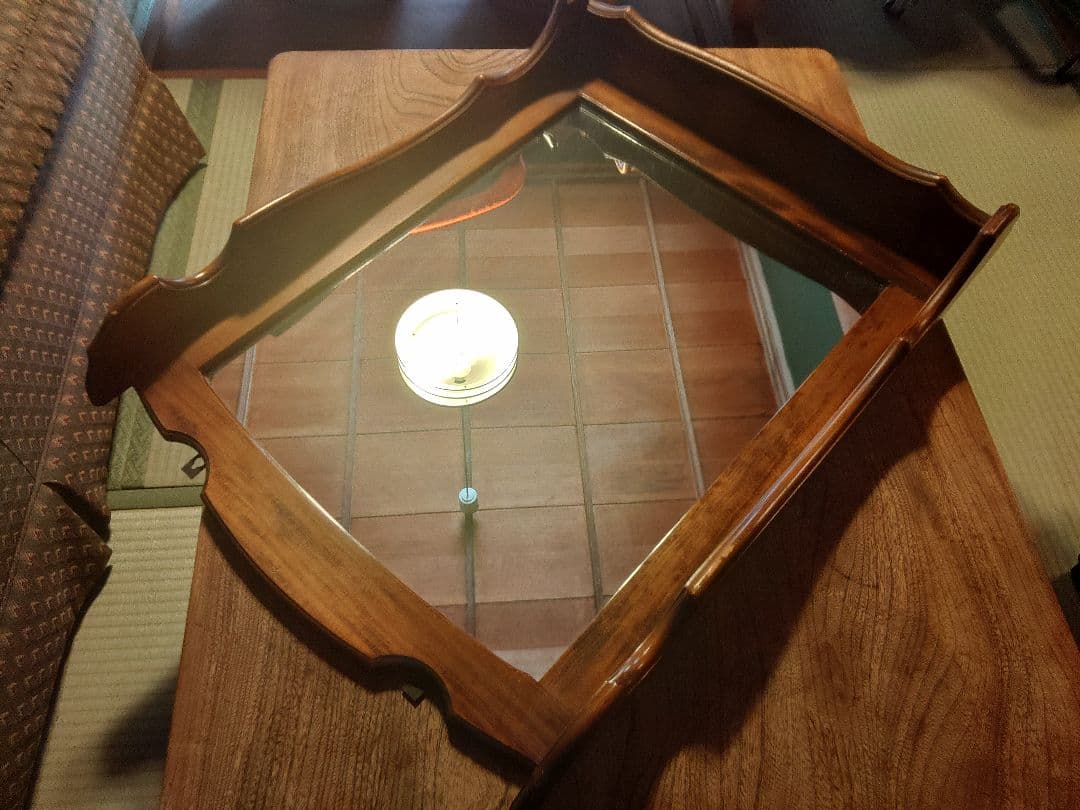 希少　オールドカリモク　コロニアルシリーズ　ウォールミラー　壁掛け　鏡　レトロ